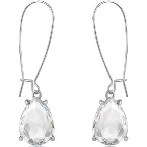 Humble Chic Crystal Earrings for Women - Long Teardrop Threader Earrings for Women, Casual or Bridal Statement Earrings