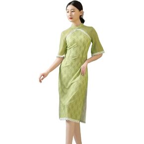 ROYAL SMEELA Chinese Qipao Dress for Women Lace Cheongsam Dress Mandarin Collar Chinese Dresses Traditional Clothes