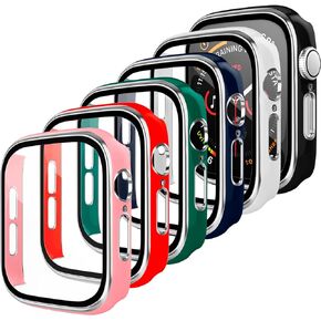 [6 Pack] D & K Exclusives Compatible with Apple Watch 44mm Case with Tempered Glass Screen Protector, Hard PC Case Overall Protective Case for Men Women iWatch Series 6/5/4/SE, Assorted Colors
