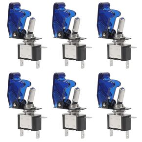 6PCS 12V LED Toggle Switch Heavy Duty Rocker Toggle Switch 12V 20A SPST 3Pin ON Off Rocker Switch for Automotive Cars Trucks Boats Racking Cars(Blue LED)