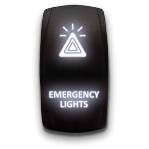 Emergency Lights - Blue - Laser Etched Toggle Switch 20A 12V - Vertical Rocker Switch 5-Pin DPST