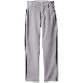 Alleson Athletic Boys Youth Baseball Pants with Braid, Grey/Dark Green, Small