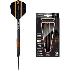 Target Darts Raymond Van Barneveld RVB 80 Black 80% Tungsten Steel Tip Darts Set