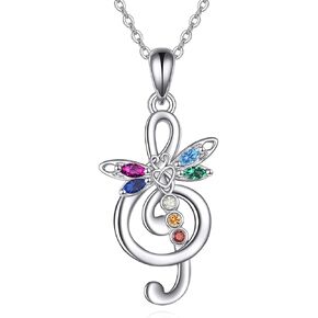 POPLYKE Dragonfly/Snake Pendant Necklace for Women Sterling Silver Music Note Jewelery Gifts for Girls