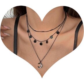 4pcs Layered Gold Necklaces for Women,Chunky Gold Necklace Herringbone Paperclip Chain Necklace for Women Teen Girls Retro Coin Medallion Pendant Necklace Dainty Cuban Chain Necklace for Mother's Day
