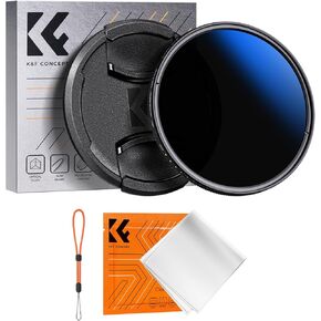 فلتر عدسة ND متغير مقاس 67 مم من K&F ND2-ND400 (1-9 توقفات) + غطاء عدسة + قطعة قماش للتنظيف 18 طلاء متعدد الطبقات قابل للتعديل بكثافة محايدة وفلتر عدسة فائق النحافة لعدسة الكاميرا (سلسلة K)