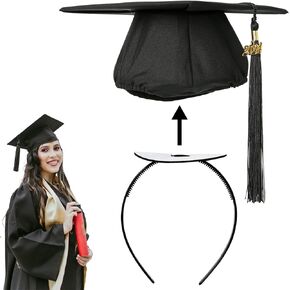 graduation cap headband，Grad Cap Headband Insert Secures Your Graduation Cap and Hairstyle，Hat Accessories for GraduatesUpgrade Your Cap, 4.5 x 4.5 x 0.11 Inch, Black