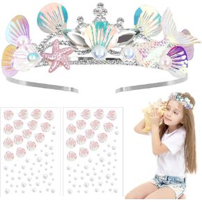 Mermaids Crown, Mermaids Party Favor Tiara Headband Headpiece Sea Ocean Mermaids Theme Decorations Seashell Starfish Hair Accessories Favor Supplies
