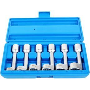 1/2" Drive L-Type Diesel Injector Fuel Line Injection Sockets Wrench Set 12mm 14mm 16mm 17mm 18mm 19mm with Carrying Case (6PCS)