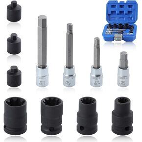 SPEEDWOX 11Pcs Brake Caliper Socket Set Impact Brake Caliper Special Socket Set and Bit Tool with Toolbox Brake Caliper Tool Fit for Benz Bmw Audi Porsche H7 H8 H9 H11 10Pt 11.5Mm 15Mm 20Mm 7Pt 22Mm
