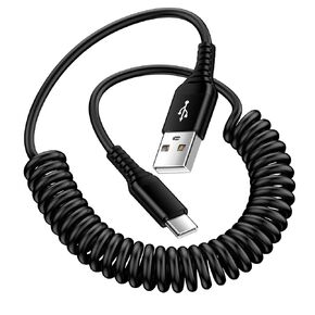 Android Auto USB C Cable Fast Charging, 1Pack 6FT Coiled Samsung Cell Phone USB A to Type C Charger Cord for Car for Samsung Galaxy S24 A15 A54 A14 A53 S23 S22 S21 S20 A53 A13 A32, iPhone 15 Pro Max