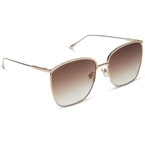 DIFF Vittoria Square Designer Sunglasses for Women UV400 Polarized Protection, Gold + Brown Gradient