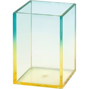Acrylic Yellow and Green Desktop Pen Pencil Holder Cup Modren Makeup Brushes Dispenser Pencil Cup Pot Stationery Organizer for Office Supplies (Yellow&Green)
