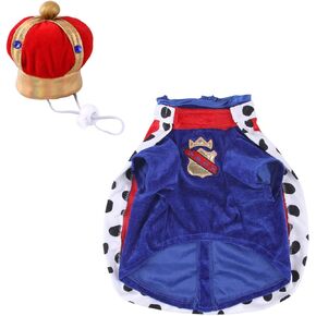 Ruiqas Pet Dog Costume Clothes Suit Dog Cape Clothes with Kings Crown and Cape for Small Large Dogs