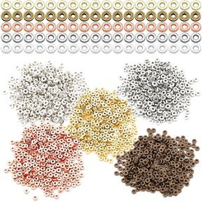 1000Pcs Flat Round Rondelle Spacer Beads for DIY Crafts,5 Colors Disc Spacer Loose Beads Spacer Beads for DIY Jewelry Making,Bracelet Necklace Earring Crafts