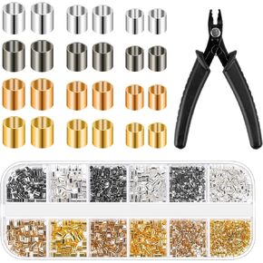2200PCS Jewelry Crimp Beads Crimp Tubes with Crimping Pliers Crimping Beads for Jewelry Making Beading Supplies Jewelry Making Tools for Earring Necklace Bracelet DIY