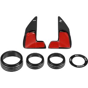 X AUTOHAUX Steering Wheel Shift Paddle Extension Trim Air Conditioning Switch Knob Cover Set for Dodge Charger Challenger for Chrysler Durango for Jeep Black