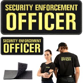 Security Patches for Vest, Embroidered Patches Security Enforcement for Uniforms, Vest, Jackets end Cap One Small and One Large 4"x10" and 2"x5" Hook and Loop on Back