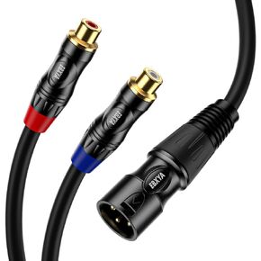 EBXYA RCA to XLR Cable 3 Feet, 2 XLR to 2 RCA Male Audio Cable with Gold-Plated Plugs for Amplifier, Mixer, Speaker