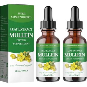 Mullein Drops for Lungs,Mullein Leaf Extract - Support Lung Cleanse - Organic Natural Supplement for Adult, Tincture Drops | Non-GMO, Vegetarian Healthy Lifestyle-(2Pack)