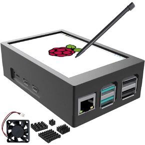 شاشة CUQI Raspberry Pi، شاشة لمس 3.5 بوصة مع حافظة Raspberry Pi 5، شاشة TFT LCD 480x320 TFT LCD 60 إطارًا في الثانية مع مروحة صغيرة ومبدد حرارة لـ Raspberry Pi