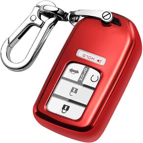 QBUC for Honda Key Fob Cover with Keychain,Soft TPU Full Cover Protection Key Fob Shell Compatible with Honda Accord Civic CRV HRV Pilot Odyssey Passport Smart Remote Key Fob Case (Silver)