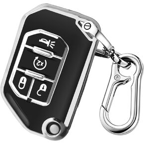 QBUC for Jeep Key Fob Cover with Keychain,Flip Key Case Protector Fit for 2018-2024 Jeep Wrangler JLU JL 2020-2023 Jeep Gladiator Rubicon JT (Pink)