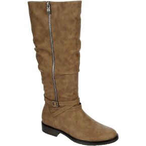 XAPPEAL Nadeen - Women's Zip up Low Heel Buckle Strap Riding Calf Boot