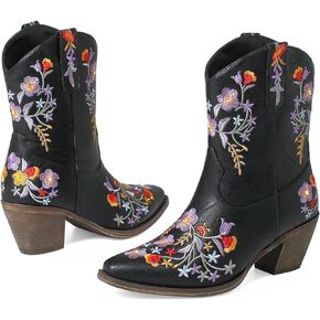 أحذية رعاة البقر طويلة حتى الركبة للنساء باللون الأسود، جريئة وأنيقة - مثالية لأي مناسبة! in Kuwait