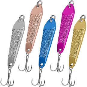 QualyQualy Jigs Fishing Lures Sinking Metal Spoons Lure Jigging Bait with Treble Hook for Saltwater Freshwater Fishing