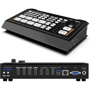 AVMATRIX Shark H4 Multi Camera Video Switcher for Live Streaming, 4CH HDMI Inputs, 6CH Audio Mixer Swither, USB/SD-Card Record, Ethernet & USB Output Live Streaming