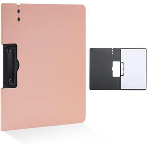 Foldable Clipboard with Cover, A4 Punchless Binder with Clamp, Letter Size Clip File Folder, Classic Office Clipboard, Document Folder Organizer for Nursing, School, Business (Pink)