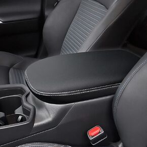 Center Console Armrest Cover for Toyota RAV4 2019-2023 2024, Auto Armrest Protector Organizer Pad for RAV4 Interior Accessories (Black with Red Stitches)