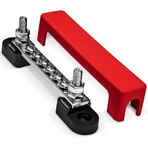 True Mods 12V 4" Ground/Power Distribution Terminal Block Battery Bus Bar Set [Max 300V AC/48V DC] Negative/Positive Insulated Busbar for Auto Marine Car Trailer RV Boat Motorcycle UTV ATV - Black/Red in Kuwait