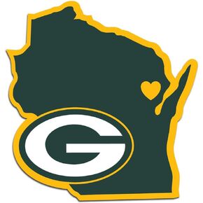 Siskiyou Sports NFL Fan Shop Green Bay Packers Home State Decal One Size Team Color, 10.00" x 0.25"