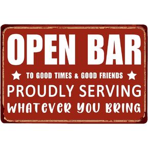 zufeng Vintage Man Cave Signs Cheers Metal Tin Sign Wall Decor Accessories For Home Bar Pub Backyard 8''x12'' - Proudly Serving Whatever You Bring (Red)