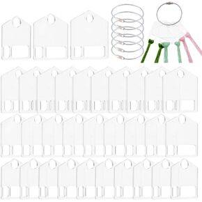 PH PandaHall 30PCS Acrylic Thread Drops, 3 Style Clear Embroidery Floss Drop Embroidery Thread Organizers with 6PCS Stainless Steel Wire Keychain Clasps for Cross Stitch Sewing Thread Storage