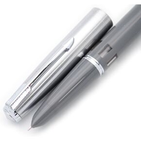 czxwyst 601 Steel Cap Vacumatic Fountain Pen (battleship grey with ink window)