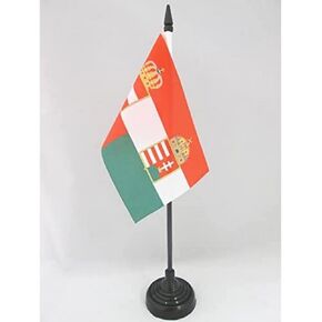 AZ FLAG Austria-Hungary 1867-1918 Table Flag 4'' x 6'' - Austro-Hungarian Empire Desk Flag 15 x 10 cm - Black Plastic Stick and Base