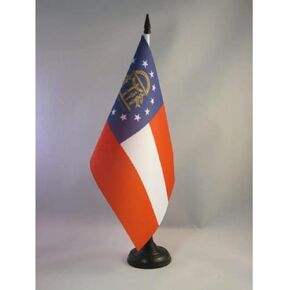 AZ FLAG Georgia Table Flag 5'' x 8'' - US State of Georgie Desk Flag 21 x 14 cm - Black Plastic Stick and Base