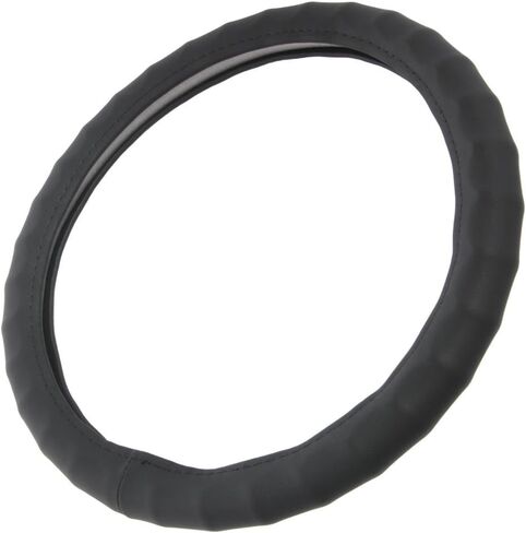 غطاء / واقي عجلة القيادة بمقبض مريح من Motor Trend لعجلات القيادة صغيرة الحجم في السيارات وسيارات الدفع الرباعي والقوارب (13.5-14.5 بوصة) (جلد صناعي من ألياف الكربون (أسود)) in Kuwait