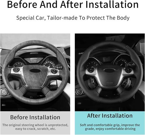 Hand-Stitched Steering Wheel Cover,Fit for Ford 2013 Kuga/Focus ST/Escape//2012 Focus Zetec S/Focus ST/Focus Electric/C-MAX//2011 Grand C-MAX/Focus Sedan/Focus/Focus Estate/C-MAX in Saudi Arabia