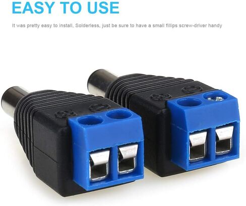 2PCS 12V 5.5mm x 2.1mm DC Power Connector Adapter, JEEUE 12/24V Male Power Jack Socket for Led Strip CCTV Security Camera Cable Wire Ends Plug Barrel in Saudi Arabia