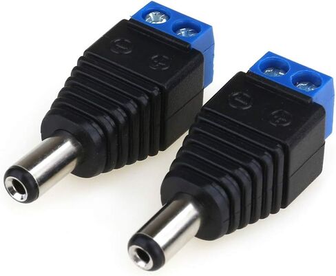2PCS 12V 5.5mm x 2.1mm DC Power Connector Adapter, JEEUE 12/24V Male Power Jack Socket for Led Strip CCTV Security Camera Cable Wire Ends Plug Barrel in Saudi Arabia