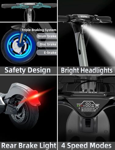 500W Electric Scooter Adults, 28 Miles Rang & 20 MPH, 10" Foldable Commuter Electric Scooter with Triple Brake Systems and APP, Large LED Display E Scooter for Adult X10 Pro in Saudi Arabia