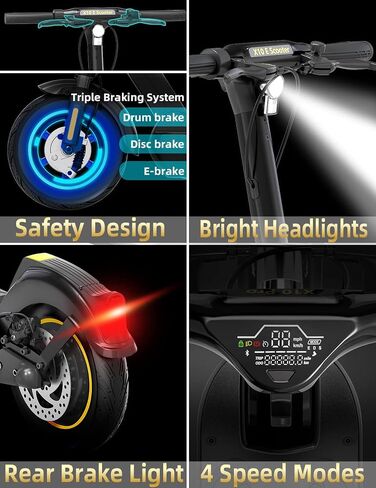 500W Electric Scooter Adults, 28 Miles Rang & 20 MPH, 10" Foldable Commuter Electric Scooter with Triple Brake Systems and APP, Large LED Display E Scooter for Adult X10 Pro in Saudi Arabia