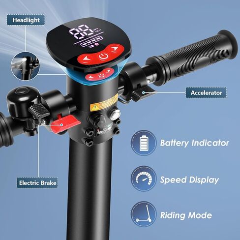 سكوتر كهربائي كاروما للبالغين، نطاق أقصى 15.5 ميل، قوة 15.5 ميل في الساعة بواسطة محرك 250 وات، سكوتر كهربائي قابل للطي للبالغين والمراهقين، سكوتر إلكتروني مع شاشة LED in Kuwait