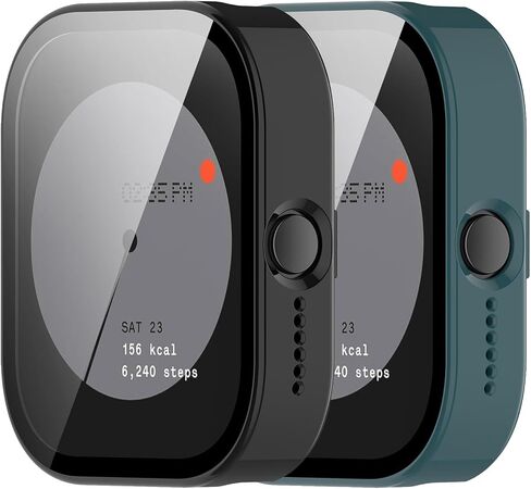 حافظة مخصصة لـ CMF Watch Pro Frame PC غطاء واقٍ مع طبقة من الزجاج المقسى لـ CMF Watch Pro (D395) ملحقات واقيات شاشة الساعة الذكية (أسود وأخضر) in Saudi Arabia
