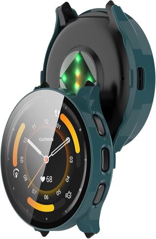 مخصص لواقي الشاشة Garmin Venu 3 مع طبقة من الزجاج المقسى ومصد الكمبيوتر الصلب وغطاء كامل لملحقات الساعة الذكية لحافظة Garmin Venu 3 (أسود وأزرق داكن وأخضر) in Kuwait
