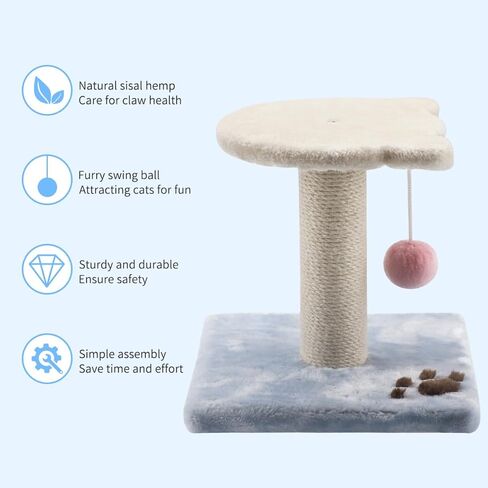 عمود خدش القطط، أداة خدش لطيفة للقطط الداخلية مع السيزال الطبيعي، برج شجرة القطط الصغيرة مع كرة لعبة للقطط الداخلية والقطط الصغيرة in Kuwait